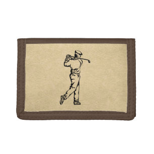 Golfer Sport Design Leather Look Tri-fold Wallet