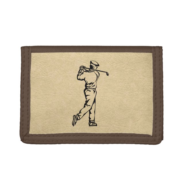 Golfer Sport Design Leather Look  Trifold Wallet (Front)