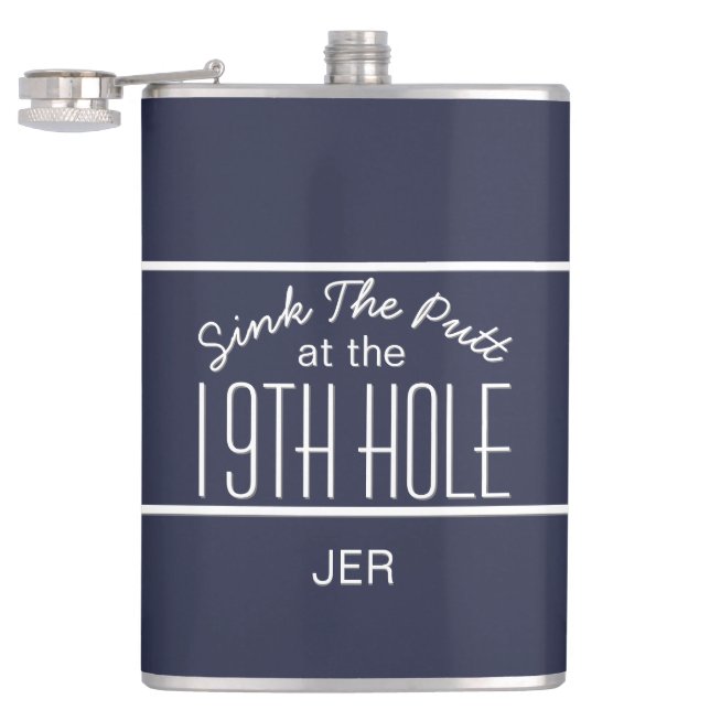 Golfer Sport Golf Course Quote Classic Fun Blue Flask (Opened)
