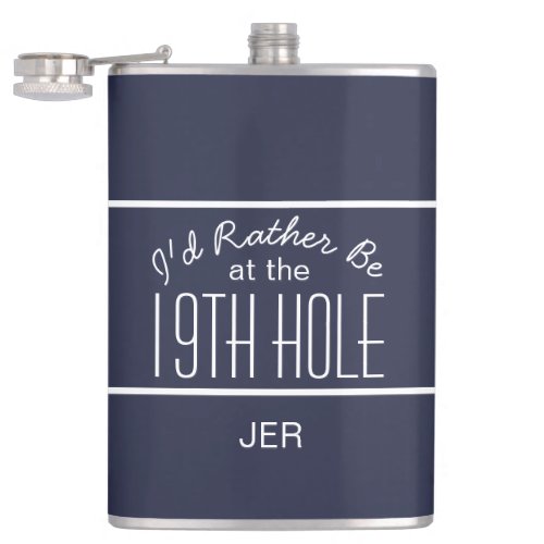 Golfer Sport Golf Course Quote Classic Fun Blue Flask