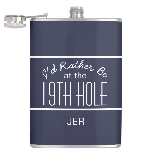 Golfer Sport Golf Course Quote Classic Fun Blue Flask (Opened)