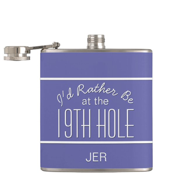 Golfer Sport Golf Course Quote Fun Blue Flask (Opened)