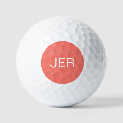 Golfer Sports Equipment Monogrammed Initials Coral Golf Balls