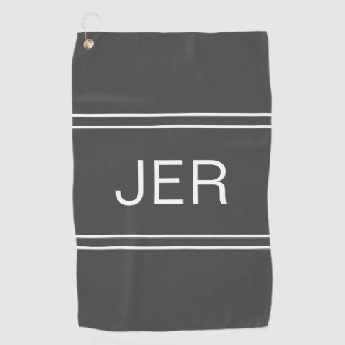 Golfer Sports Gray Modern Monogrammed Game  Golf Towel