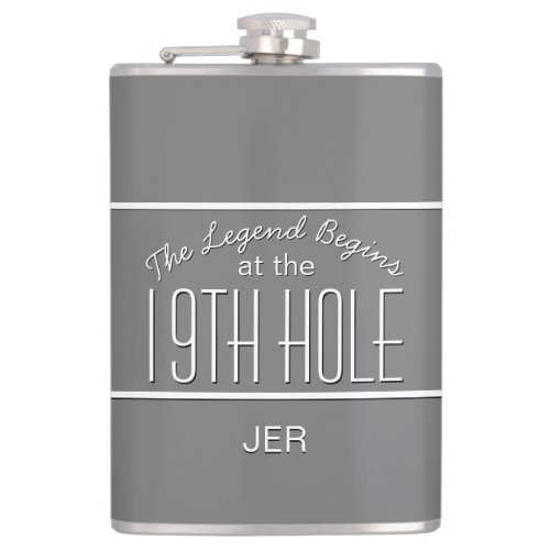 Golfer Sports Pro Classic Monogram Game Gray Funny Flask