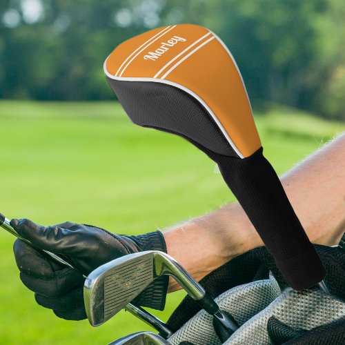 Golfer Sports Pro Modern Player Monogrammed Orange Golf Head Cover