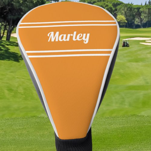 Golfer Sports Pro Modern Player Monogrammed Orange Golf Head Cover