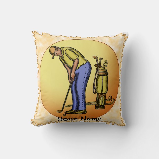 Golfer Sun Man  Throw Pillow (Front)