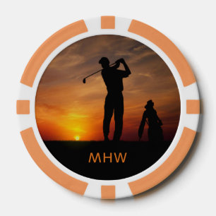 Golfer Sunset custom monogram poker chips
