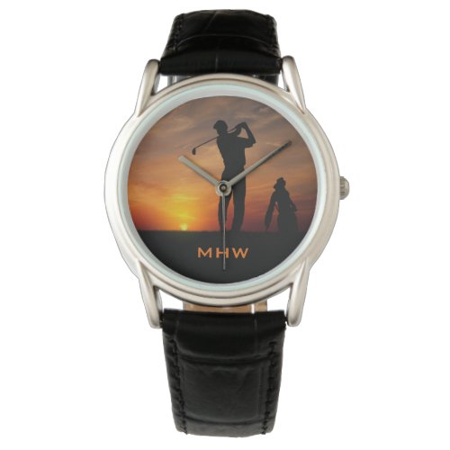 Golfer Sunset custom monogram watches