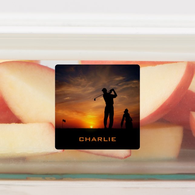 Golfer Sunset custom name Labels (Affixed)