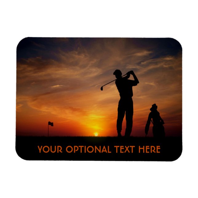Golfer Sunset custom text magnet (Horizontal)