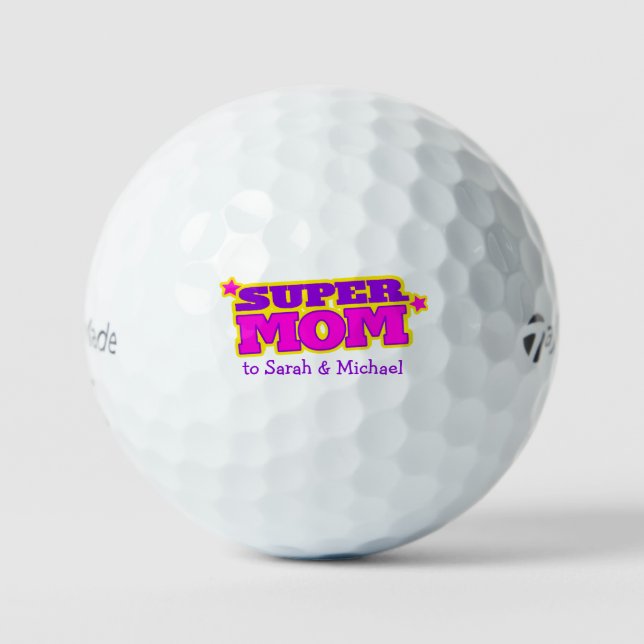 Golfer super mom purple custom gift  golf balls (Front)