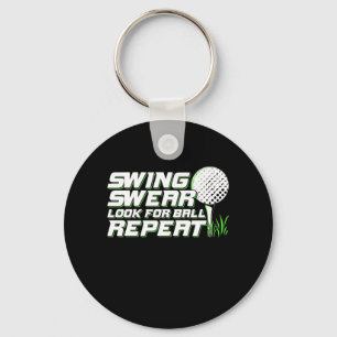 Golfer Swing Sweat Look For Ball Keychain