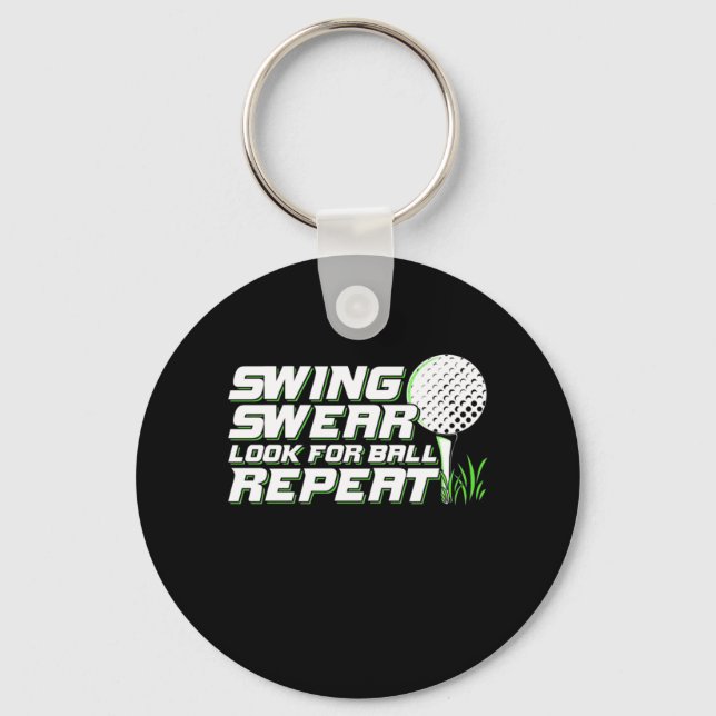 Golfer Swing Sweat Look For Ball Keychain (Front)