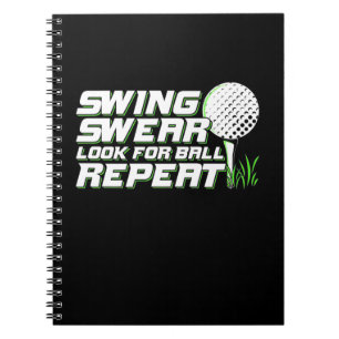 Golfer Swing Sweat Look For Ball Notebook