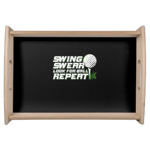 Golfer Swing Sweat Look For Ball Serving Tray