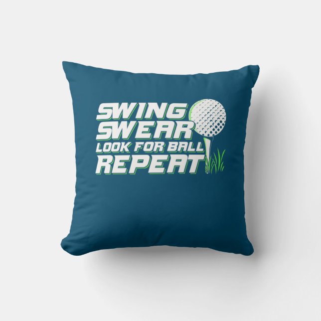 Golfer Swing Sweat Look For Ball Throw Pillow (Front)
