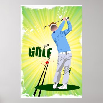 Golfer Swinging Golf Club Poster by DKGolf at Zazzle