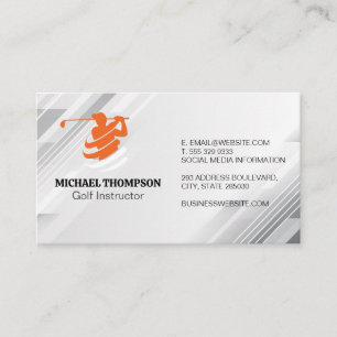 Golfer Swinging Logo Instructor Business Card