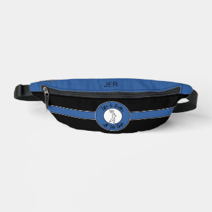 Golfer Tee Golf Sports Humor Monogram Black Blue Fanny Pack