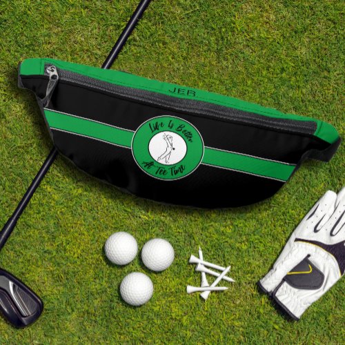 Golfer Tee Golf Sports Humor Monogram Black Green Fanny Pack