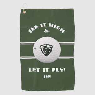 Golfer Tee It High Monogrammed Green Sports Custom Golf Towel