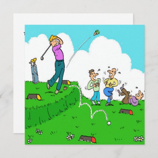 Golfer Tee Off Failure Cartoon (Front/Back)