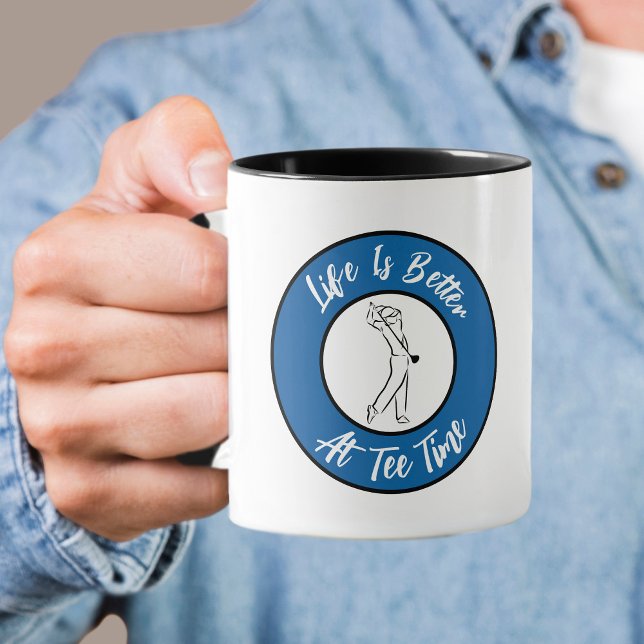 Golfer Tee Time Humor Funny Sport Pun Royal Blue Mug (Golfer Tee Time Humor Men's Funny Sport Pun Royal Blue Mug)