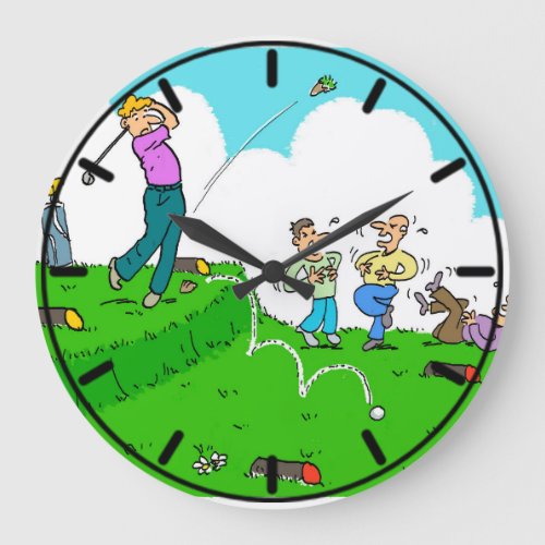 Golfer Tees_Off But Not Successfully Large Clock