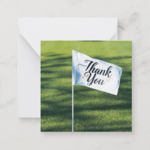 Golfer thank you word on flag note card