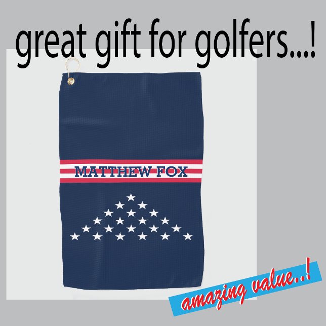 Golfer USA Monogram ⭐ Stars & Stripes  Golf Towel (Creator Uploaded)