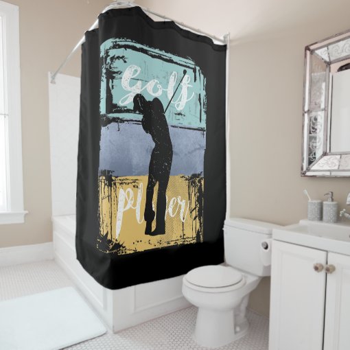 Golfer Vintage Retro Style Golf Shower Curtain Zazzle