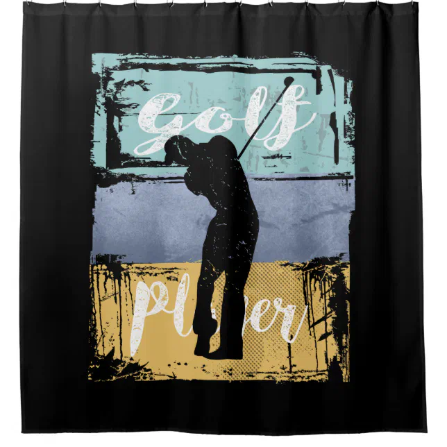 Golfer Vintage Retro Style Golf Shower Curtain Zazzle