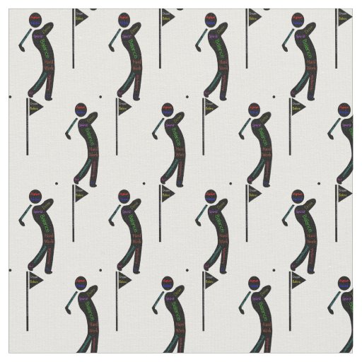 Golfer with Motivational Golfing Words Fabric
