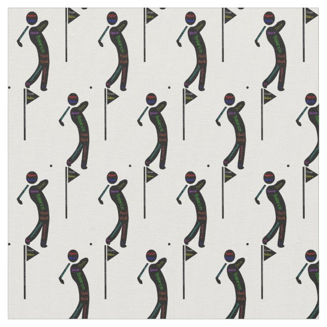 Golfer with Motivational Golfing Words Fabric (Close Up)