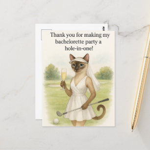 Golfer woman in the golf course Thank You  Postcard