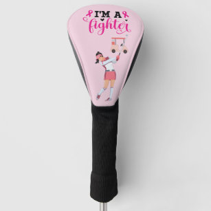 Golfer woman on breast cancer awareness pink  golf head cover