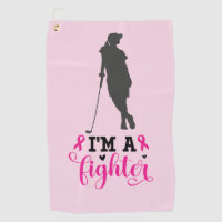 Golfer woman on breast cancer awareness pink