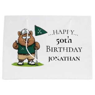 Golfer wombat Birthday Party Large Gift Bag