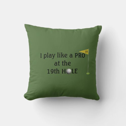 Golfers 19th Hole Throw Pillow