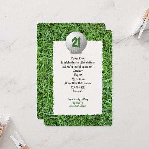 Golfers 21st Birthday Party Invitation