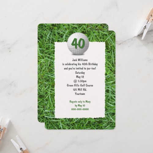 Golfers 40th Birthday Party Invitation