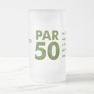 Golfers 50th Birthday Party Gift Frosted Glass Beer Mug