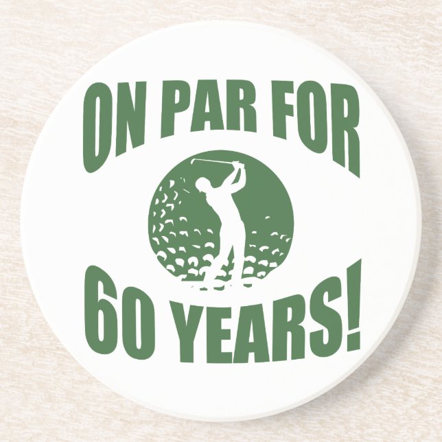 Golfer's 60th Birthday Sandstone Coaster (Front)