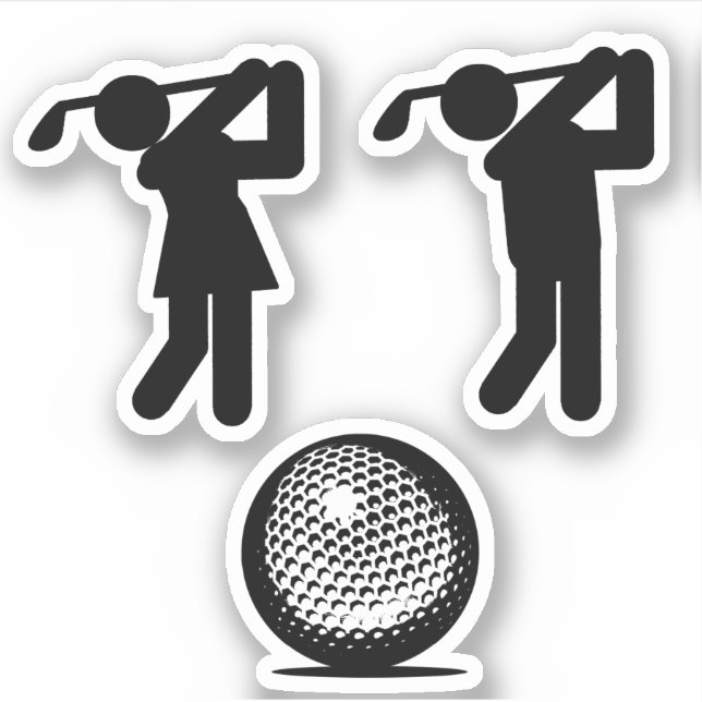Golfers and Golf Ball Sticker (Front)