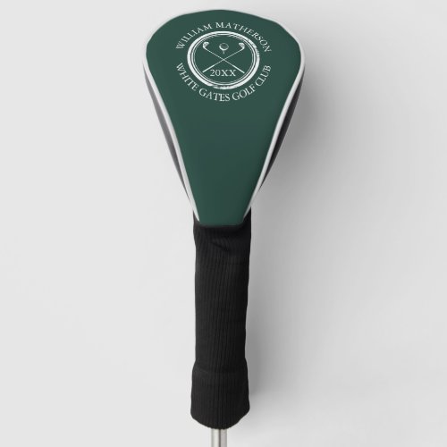 Golfers Club Name Date Emerald Green Golf Head Cover