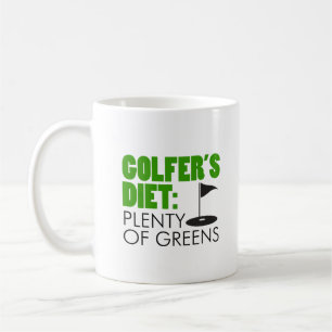 Golfer's Diet Plenty Of Greens Funny Golfing Mug
