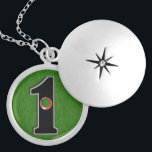 Golfer's Dream - Hole in One! Locket Necklace<br><div class="desc">Does your favorite golfer dream about scoring a hole in one on the golf course? This image is perfect! It's a cutout number one in red and black with a hole in the center of it, on a background of lush bright green grass. It's a subtle and clever way to...</div>