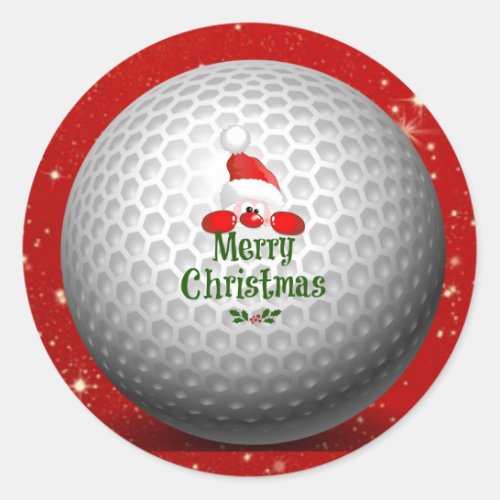 Golfers Festive Christmas Design__Its Santa Classic Round Sticker